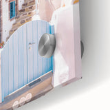 Large abstract wall art in pastel shades on acrylic glass, featuring mid-century modernist style.