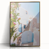 Large art print featuring a mid-century modernist abstract design in gold and white hues on acrylic.