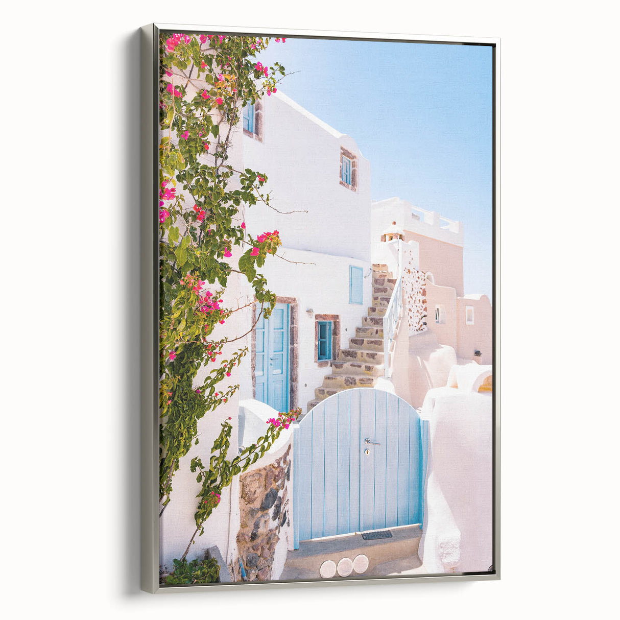 Landscape art painting on framed canvas featuring a colorful vintage poster design, ideal for enhancing black wall decor.