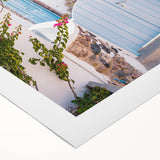 Art deco poster featuring a geometric pattern in muted gold and navy, printed on rolled canvas.