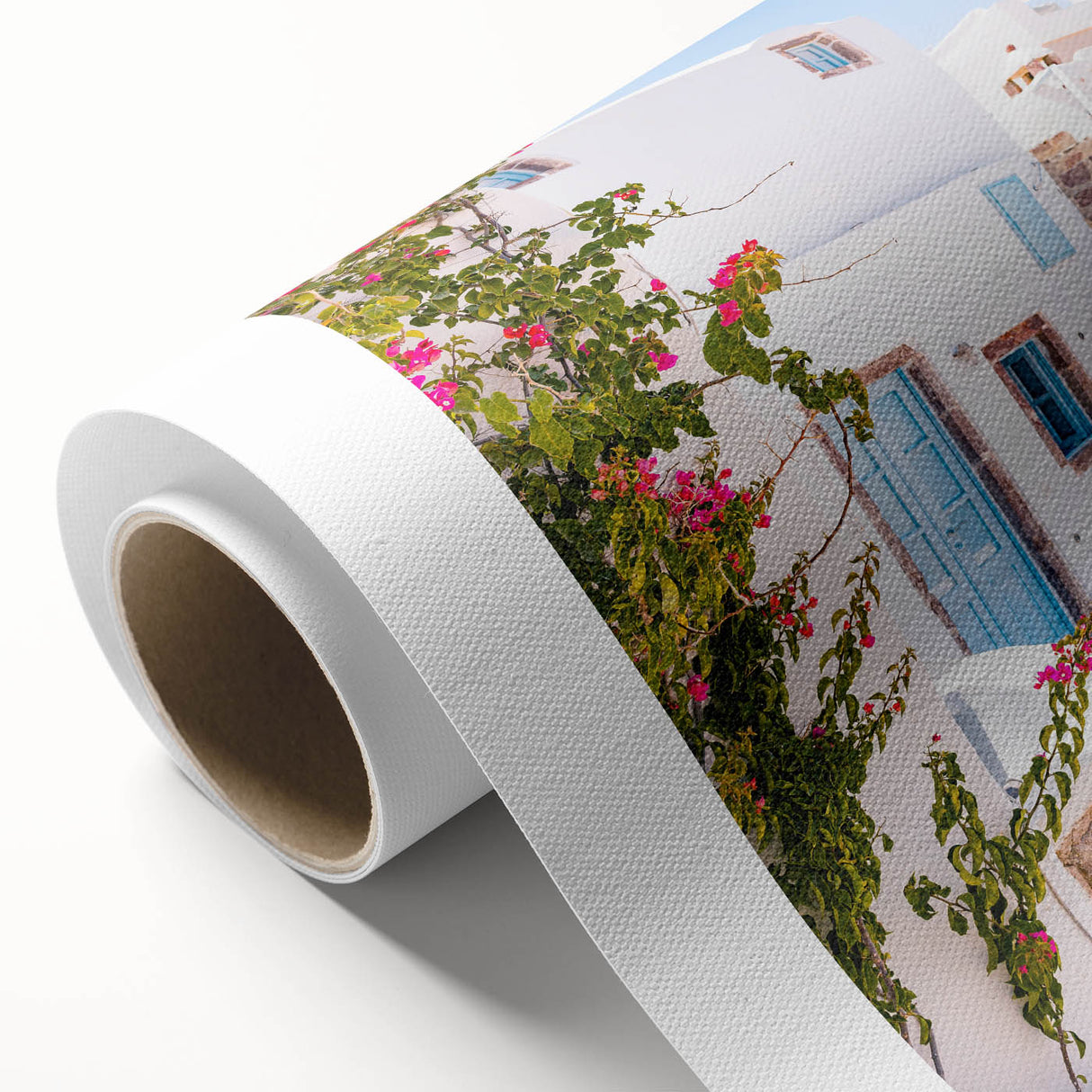 Art deco poster featuring a stylized summer scene in soft pastel colors on rolled canvas, ideal for nursery wall art.