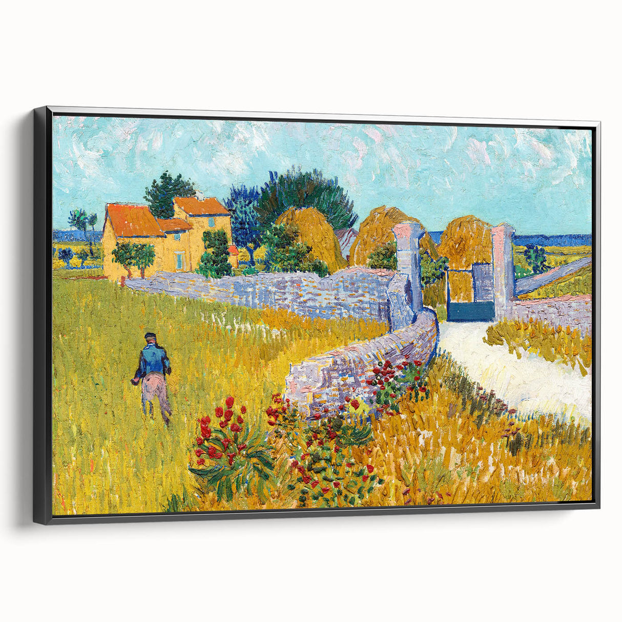 Black and white canvas print of a vintage-style landscape painting, ideal for bedroom wall art.