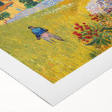 Art deco poster featuring a geometric pattern in muted gold and navy, printed on rolled canvas.