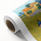 Art deco style poster of a starry night sky in vibrant blue and yellow hues on rolled canvas, ideal for nursery wall art.