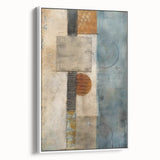 Framed canvas wall art featuring abstract strokes in shades of white and gray, showcasing modern design elements, ideal for contemporary home decor.