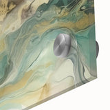 Close-up view of abstract strokes wall art design, showcasing vibrant acrylic colors on glass. Ideal for modern decor, adding a splash of contemporary style to any space.
