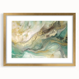 Abstract strokes wall art framed in a gold mat, showcasing vibrant colors and dynamic patterns, ideal for modern home decor and artistic aesthetics.