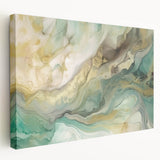 Stretched canvas wall art showcasing vibrant abstract strokes in bold colors, ideal for modern decor. Side view highlights its gallery-ready design and texture.