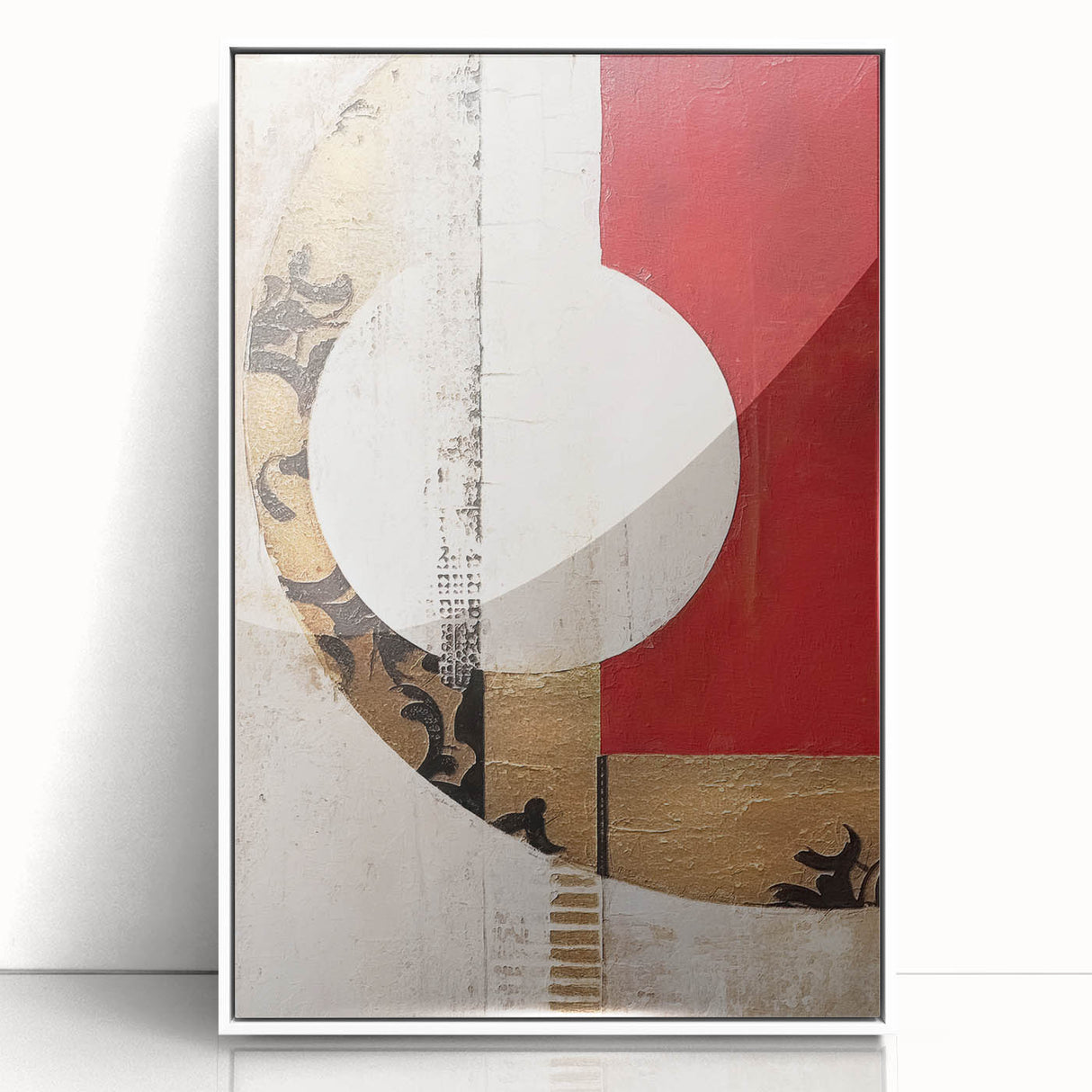 Framed wall art featuring an abstract design of colorful strokes on a white background, ideal for modern decor. The piece adds a vibrant touch to any room's aesthetic.
