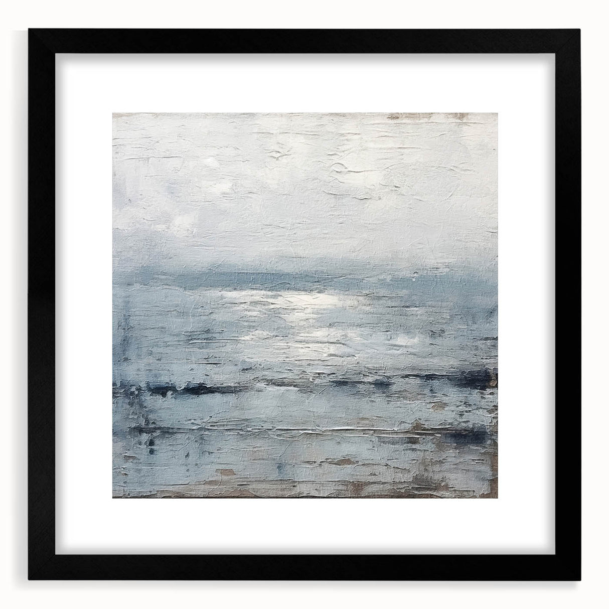 Abstract wall art featuring fluid strokes in black and gray, framed with a white mat, designed to enhance modern interior decor. Perfect for contemporary spaces.