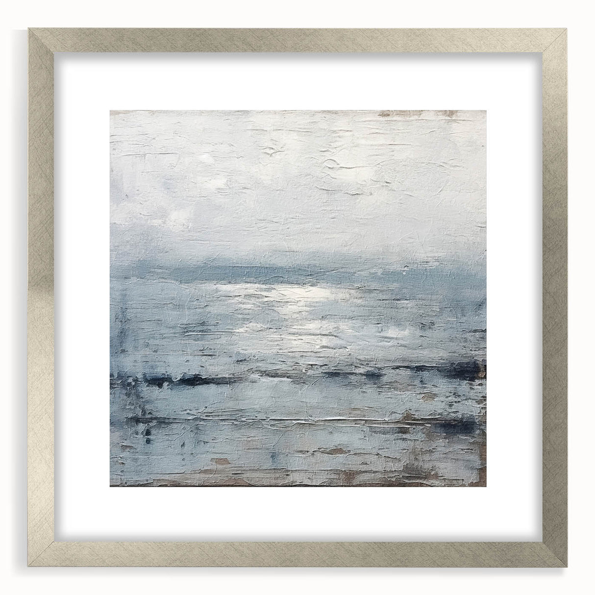 Abstract wall art featuring vibrant strokes in a silver frame with a mat, showcasing a modern design ideal for contemporary home decor. Perfect for adding color and style to any living space, this piece enhances ambiance and complements various interior themes.