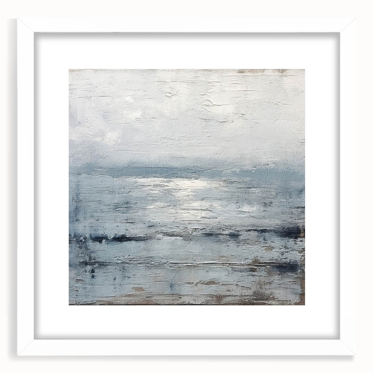 Abstract strokes wall art framed with a white mat, showcasing vibrant blue, orange, and green colors, perfect for modern home decor and artistic expression.