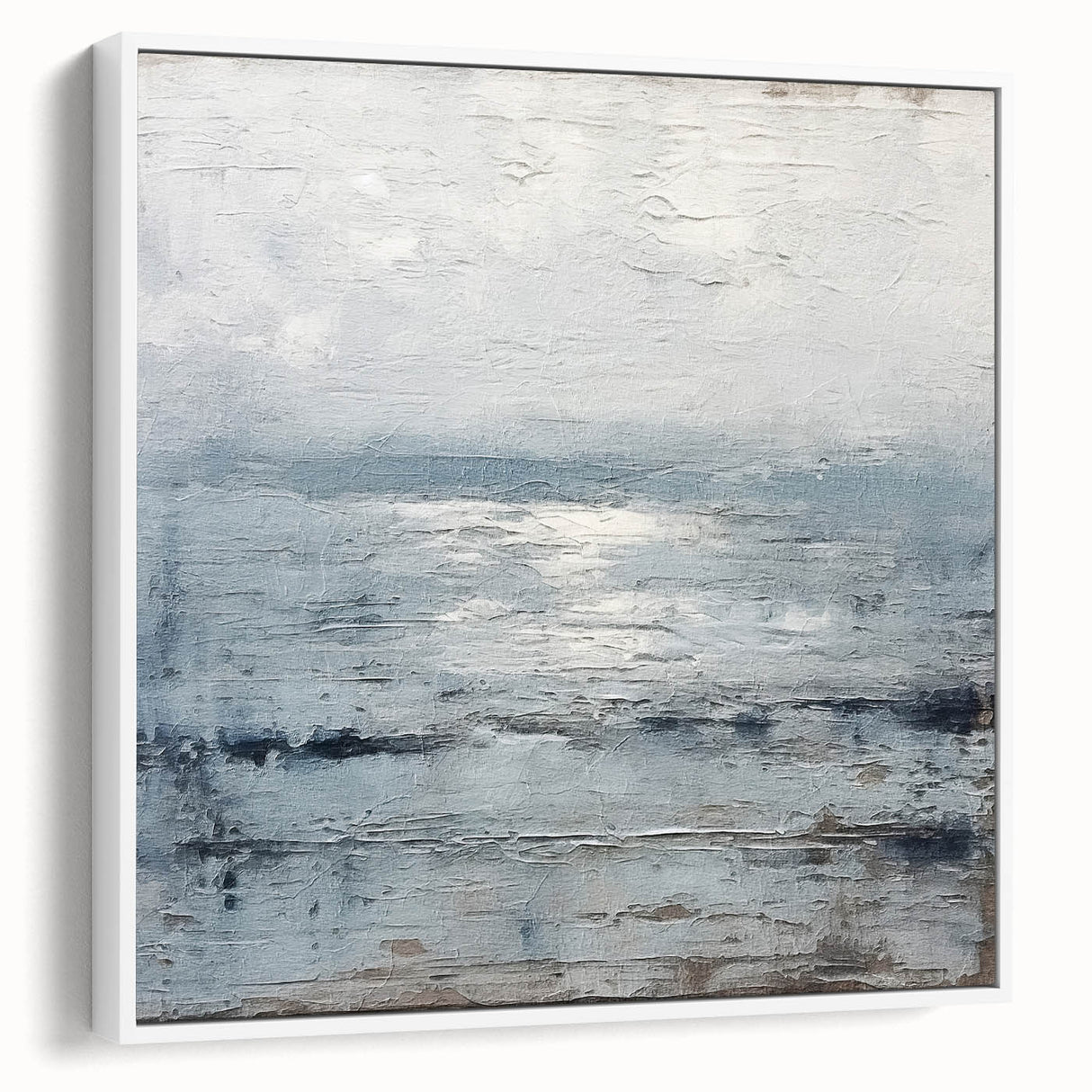 Framed canvas wall art showcasing abstract strokes in a vibrant color palette against a white background, ideal for modern home decor. The side view highlights its sleek design and premium finish, perfect for enhancing any living space.