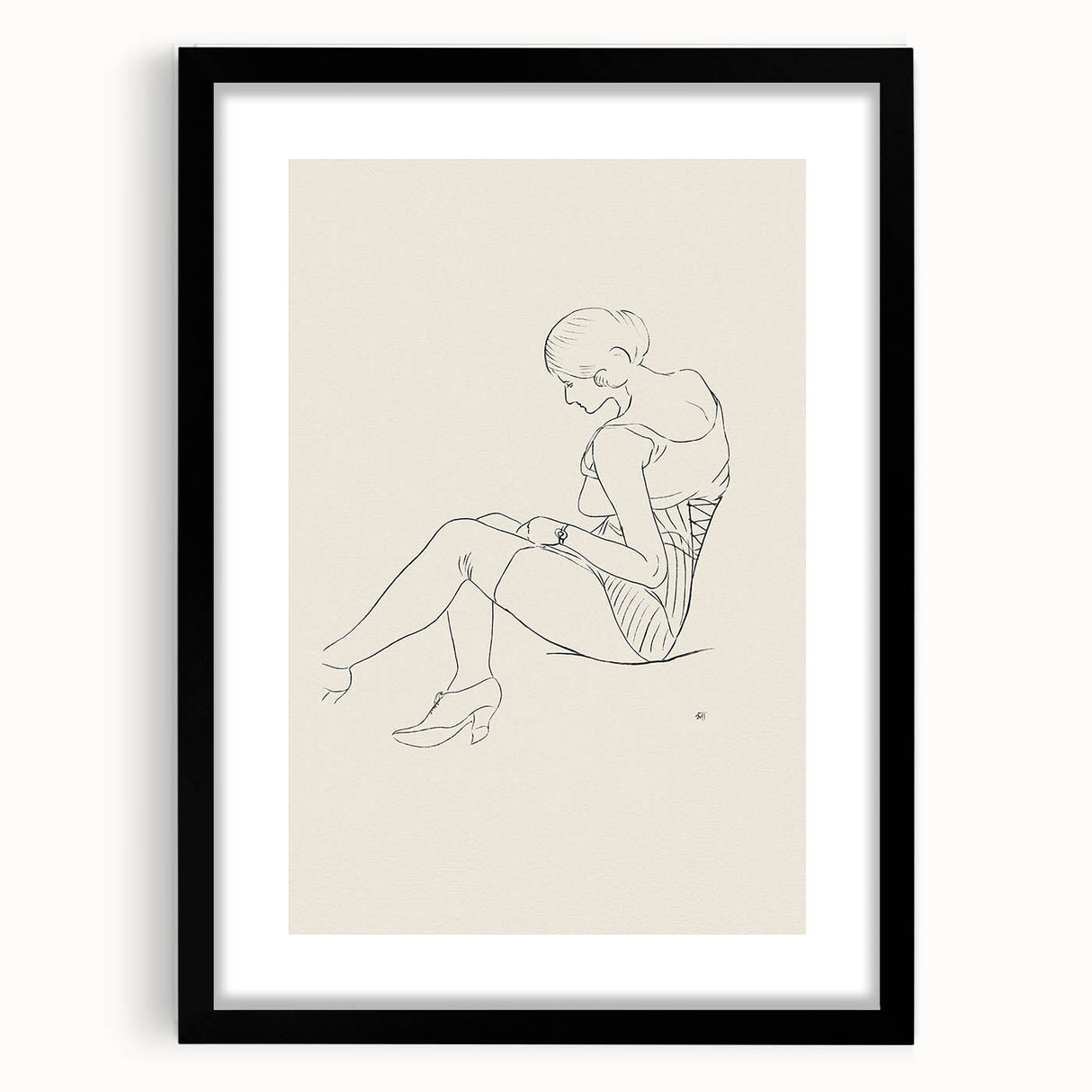 Semi-Nude Seated Woman by Ananda K. Coomaraswamy - Elegant Line Art