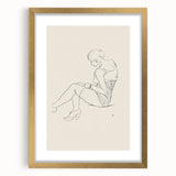 Semi-Nude Seated Woman by Ananda K. Coomaraswamy - Elegant Line Art