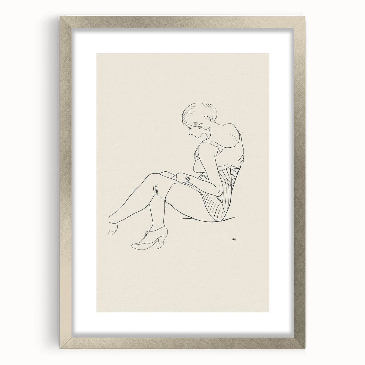 Semi-Nude Seated Woman by Ananda K. Coomaraswamy - Elegant Line Art