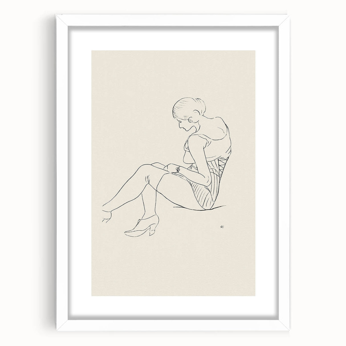 Semi-Nude Seated Woman by Ananda K. Coomaraswamy - Elegant Line Art