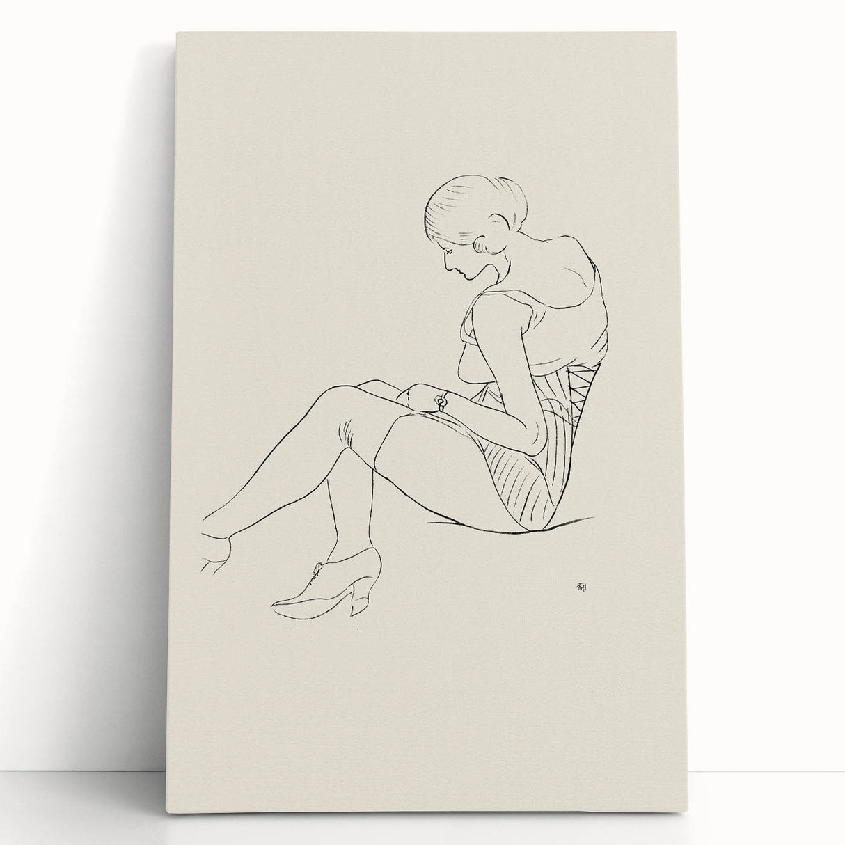 Semi-Nude Seated Woman by Ananda K. Coomaraswamy - Elegant Line Art