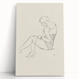 Semi-Nude Seated Woman by Ananda K. Coomaraswamy - Elegant Line Art