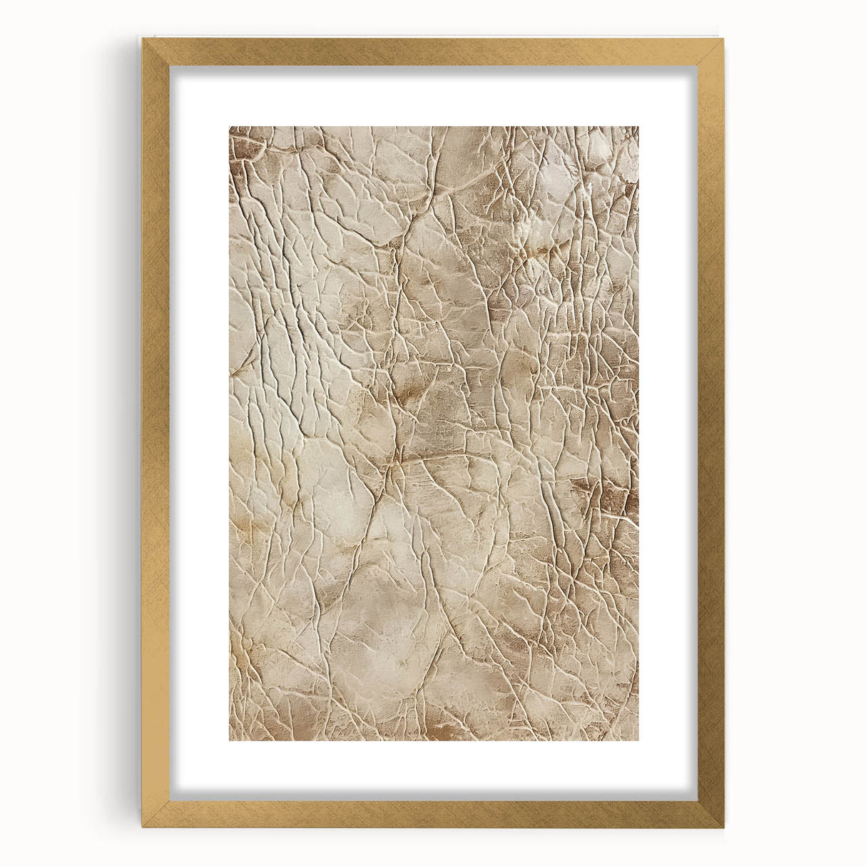 Abstract strokes wall art framed in gold with a mat, showcasing vibrant colors and dynamic patterns, ideal for modern home decor and artistic spaces.