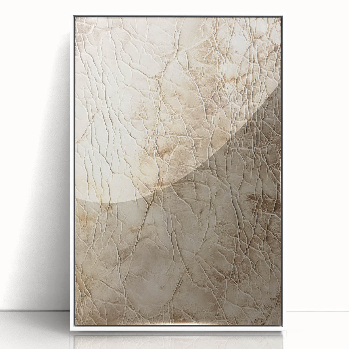 Framed abstract wall art featuring dynamic strokes in shades of blue and orange, set against a white background, ideal for modern home decor.
