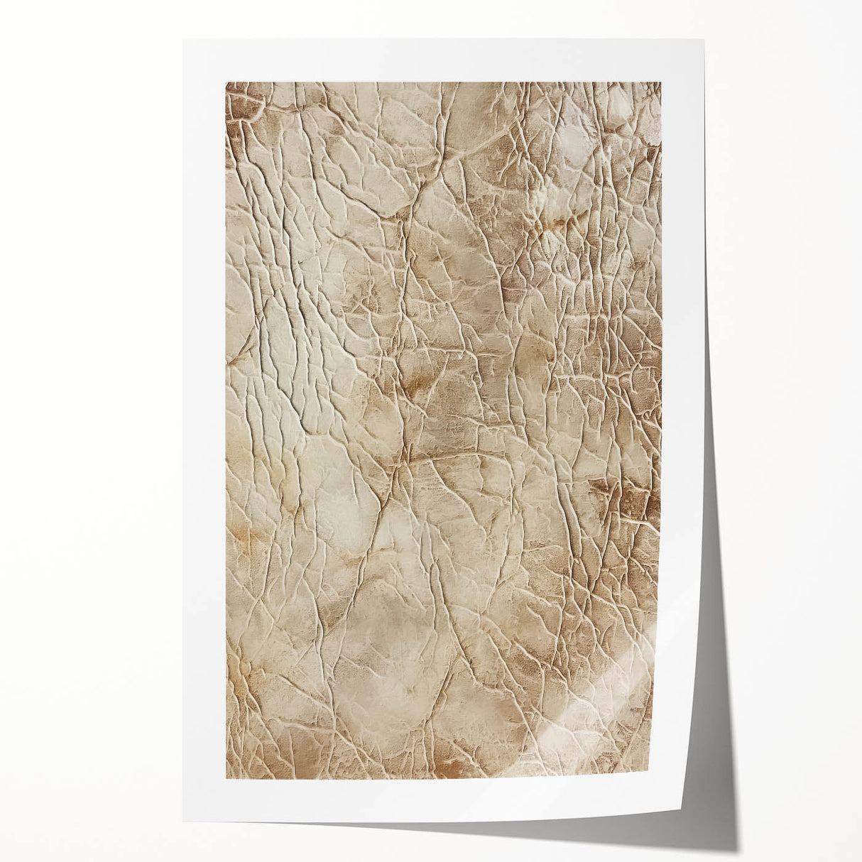 Abstract wall art print featuring vibrant strokes of blue, orange, and yellow colors on a textured background, rolled up for easy transport and display.