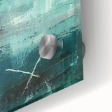 Close-up image of abstract strokes wall art made of acrylic glass, showcasing vibrant colors and intricate patterns, perfect for modern home decor.