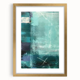 Abstract wall art featuring colorful strokes in gold, blue, and pink, elegantly framed with a mat. Ideal for modern home decor, adding a vibrant touch to any room.
