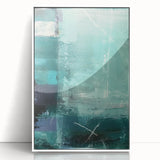 Framed abstract wall art featuring dynamic strokes in white and soft hues, ideal for modern home decor. Showcases a sleek acrylic frame, enhancing elegance.