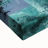 Close-up of abstract strokes wall art on stretched canvas, showcasing vibrant colors and dynamic patterns, perfect for modern home decor.