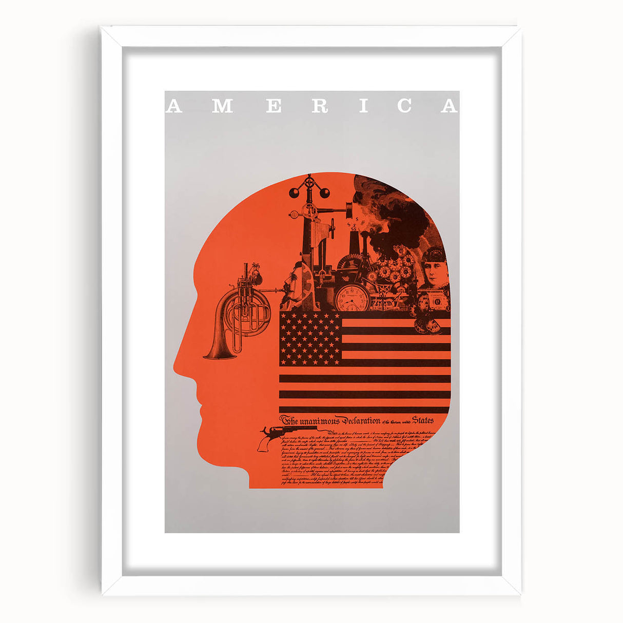 America: The Declaration Art Poster - Bold 1970 Graphic Collage