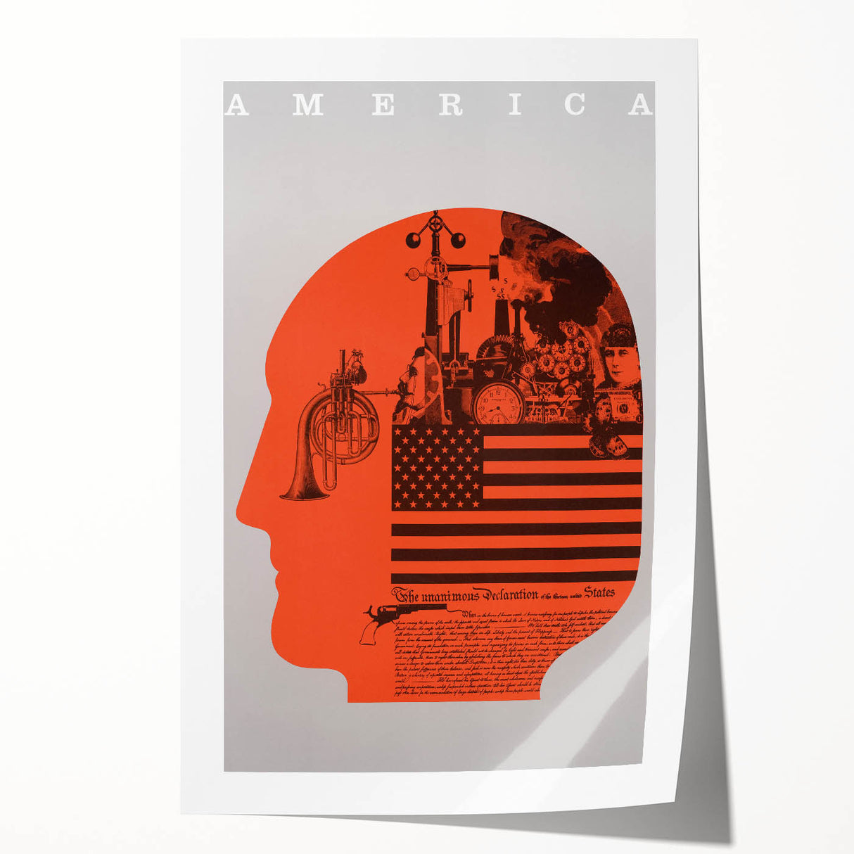 America: The Declaration Art Poster - Bold 1970 Graphic Collage