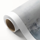 Abstract rolled canvas artwork displaying vibrant strokes in shades of blue, gold, and white, ideal for modern home decor. Perfect for enhancing artistic interiors.