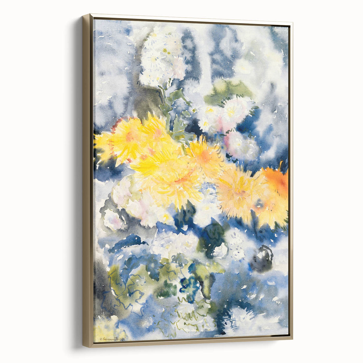 Yellow and Blue Watercolor Flowers - Charles Demuth (1915)