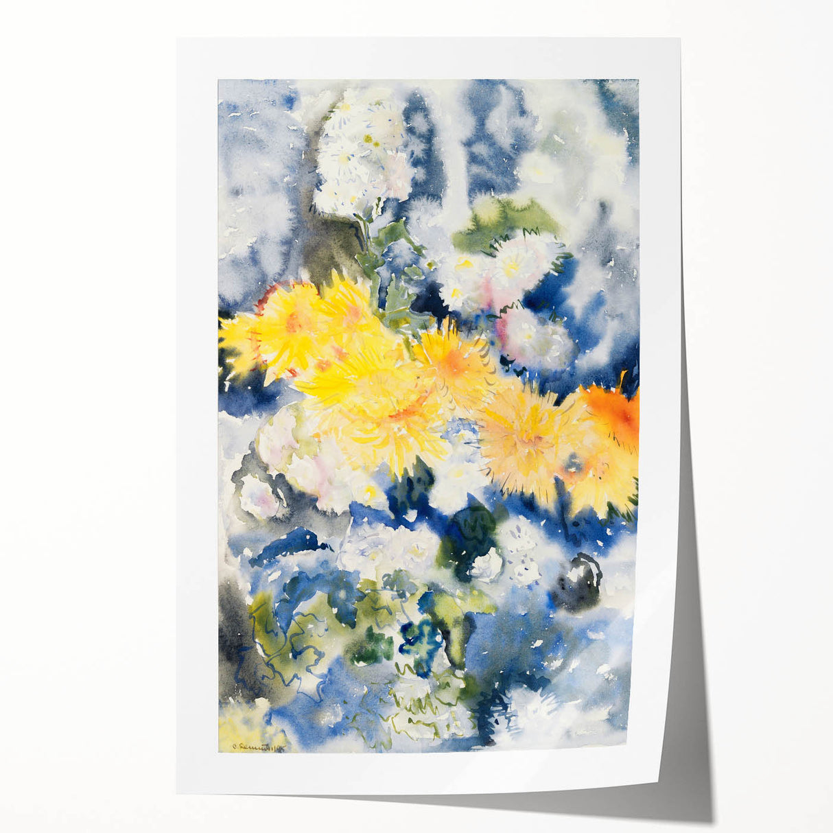 Yellow and Blue Watercolor Flowers - Charles Demuth (1915)
