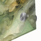 Close-up view of abstract strokes wall art on acrylic glass, showcasing vibrant colors and fluid designs, perfect for modern interior decor and artistic expression.