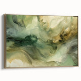 Framed canvas wall art showcasing abstract gold strokes in a modern design, perfect for enhancing contemporary home decor. Ideal for living rooms or offices.