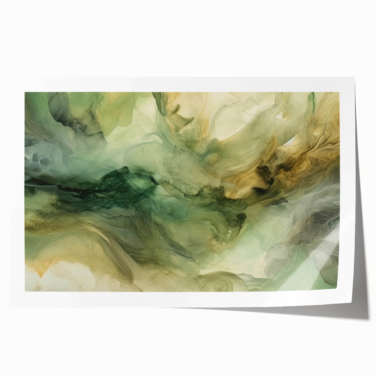 Abstract wall art print showcasing vibrant strokes in blues, yellows, and reds, perfect for modern home decor. Rolled for easy shipping and display.