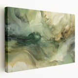 Abstract strokes wall art displayed on a stretched canvas, showcasing vibrant colors and dynamic patterns, ideal for modern home decor enhancement.