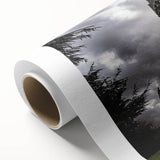 Stunning rolled canvas artwork depicting a serene landscape with a majestic castle surrounded by lush greenery, ideal for home decor or art enthusiasts.