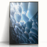 Framed acrylic artwork showcasing a stunning cave landscape with silver accents, perfect for modern home decor. Ideal for nature lovers and art enthusiasts.