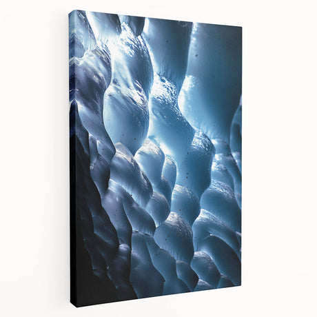 Stretched canvas artwork depicting a serene landscape with intricate cave formations, showcasing earthy tones and textures, perfect for home decor.