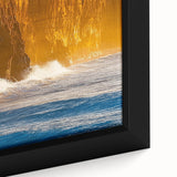 Framed canvas artwork depicting a vibrant cliff landscape with rich textures and colors, ideal for enhancing modern home decor and artistic expressions.