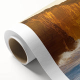 Vibrant landscape canvas print showcasing dramatic cliffs and lush greenery, rolled for easy transport and framed art display. Perfect for home decor enthusiasts.