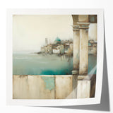 Abstract architectural wall art print showcasing modern geometric shapes in a glossy finish, ideal for contemporary home decor. Features vibrant colors and intricate details, enhancing any interior space. Perfect for art enthusiasts and interior designers.