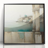 Framed acrylic wall art showcasing an abstract architectural design in black tones. The piece features sharp geometric shapes and a modern aesthetic, perfect for contemporary home decor.