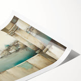 Abstract architecture wall art print showcasing bold geometric shapes in vibrant colors, rolled and packaged in a protective tube for easy display. Perfect for modern decor enthusiasts.