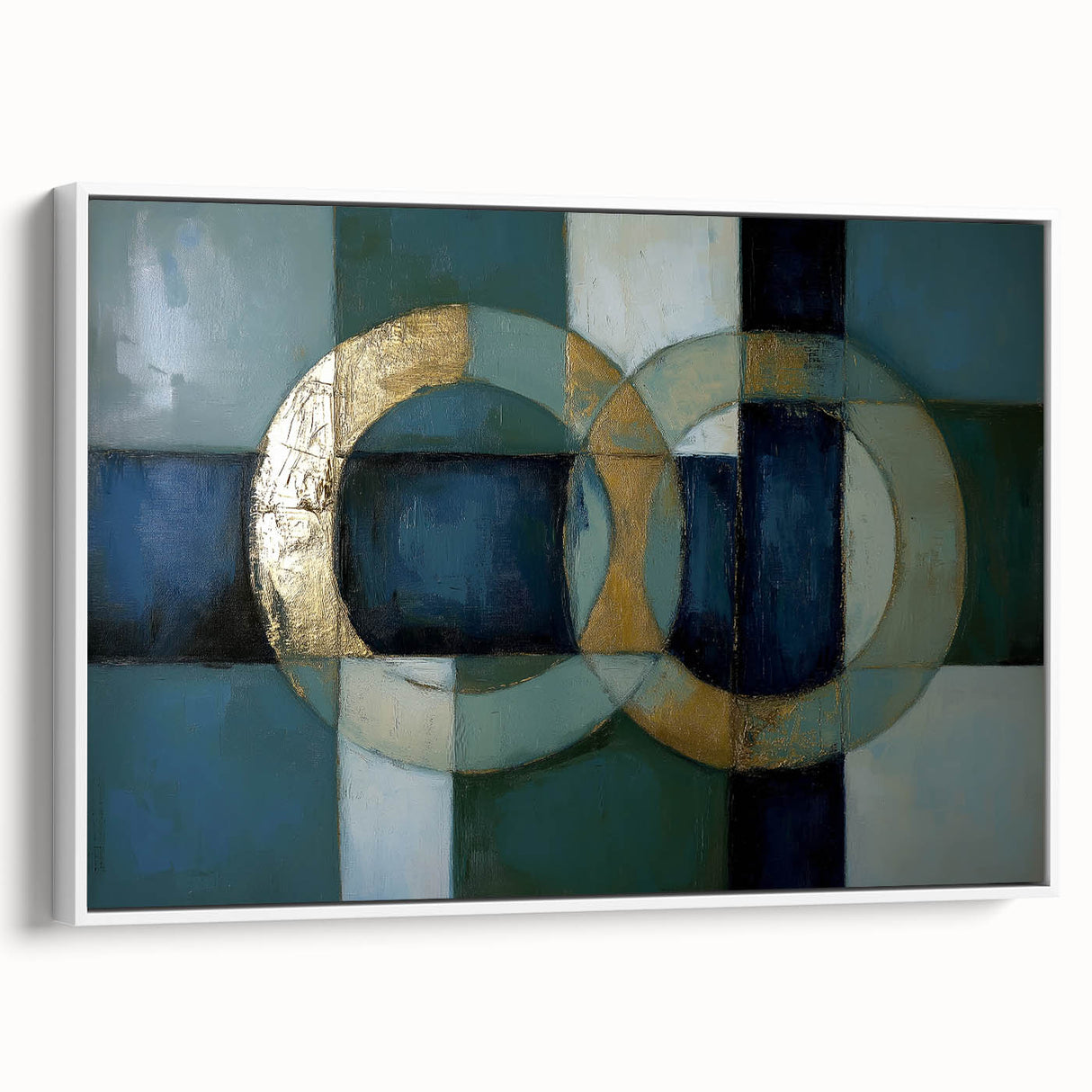Framed abstract geometric canvas artwork in white, showcasing sharp angles and intricate patterns, ideal for modern home decor and artistic enhancements.