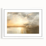 Abstract landscape wall art framed in white with a mat, showcasing vibrant colors and dynamic shapes, perfect for modern home decor and artistic ambiance.