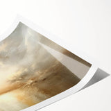 Abstract landscape wall art print showcasing vibrant colors and geometric shapes, rolled and ready for display, perfect for modern home decor.